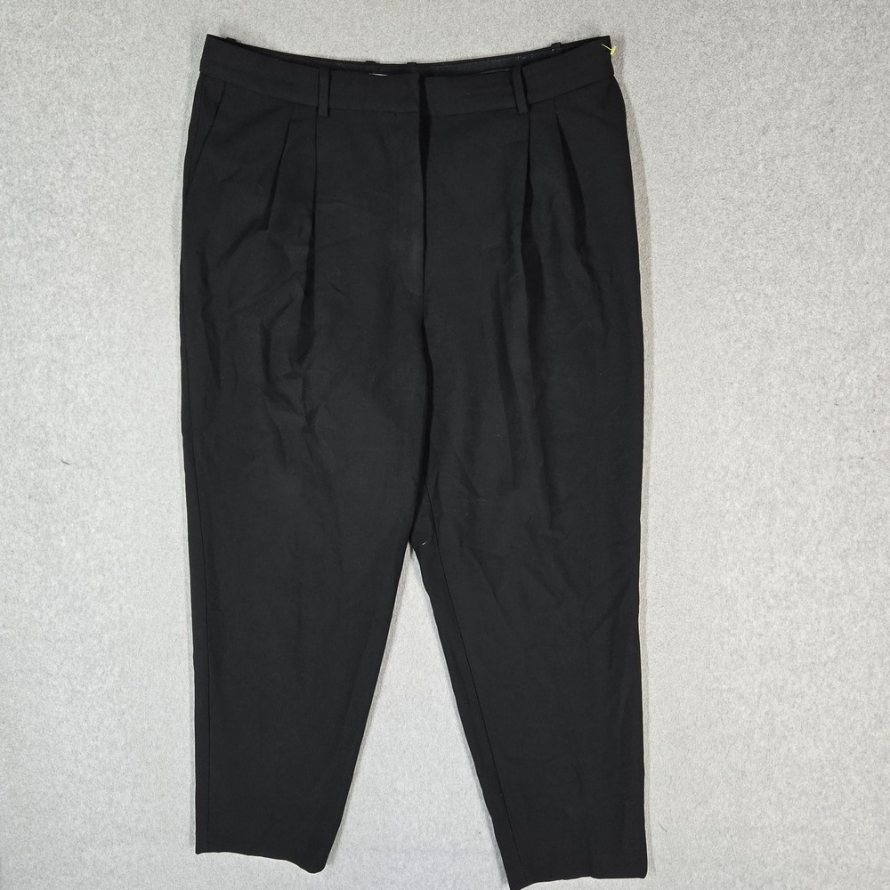 Babaton Aritzia Women Pants 16 Black Dress Pleated Straight Office 27" Inseam